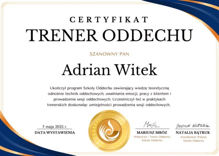 Certyfikat: Dotyk.Oddechu
