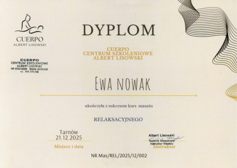 Certyfikat: Dwoje w Dotyku