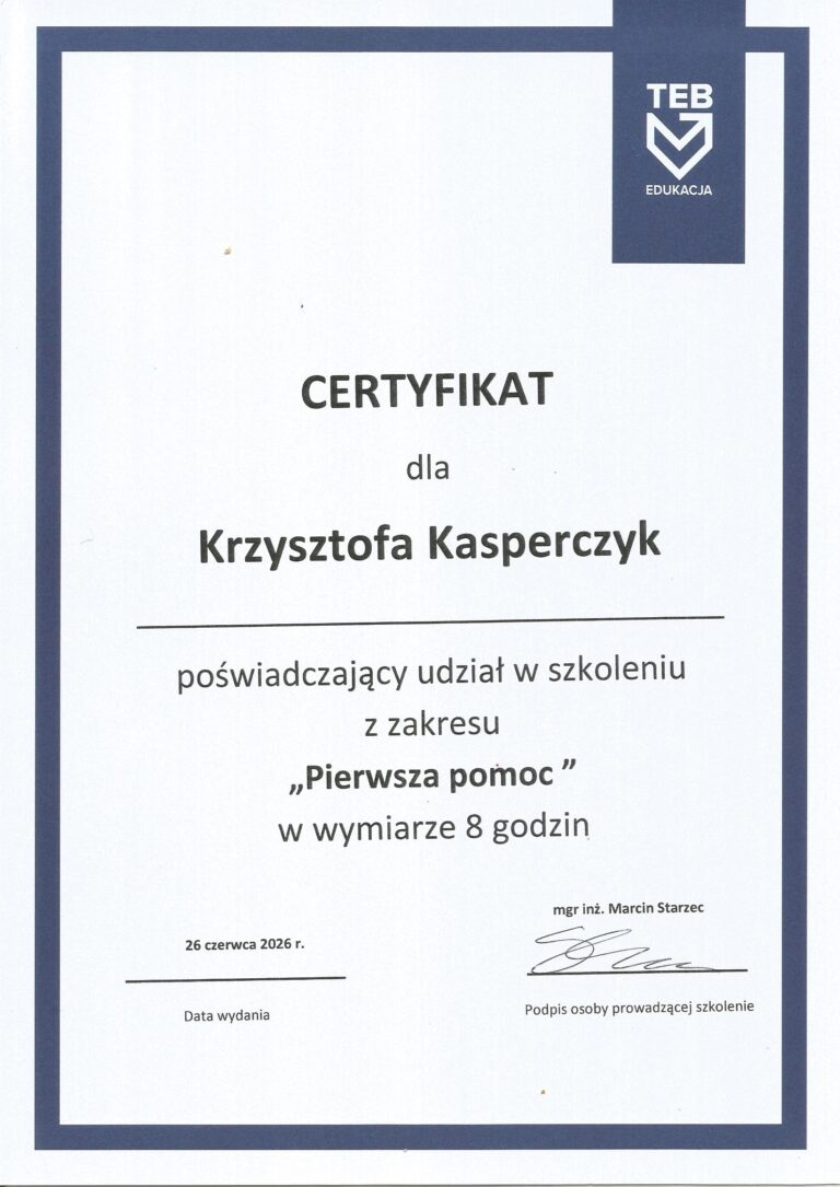 Certyfikat: Mobilny Masażysta